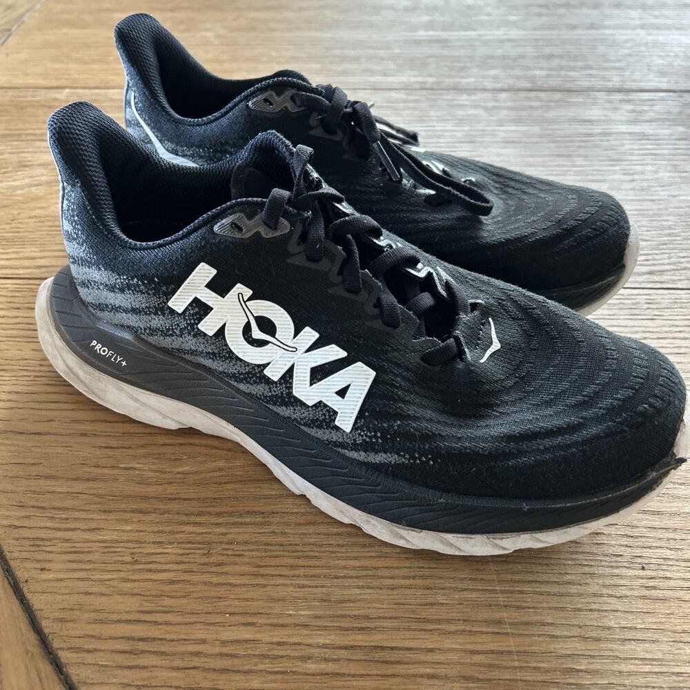 Hoka One One Black and White Athletic Shoes